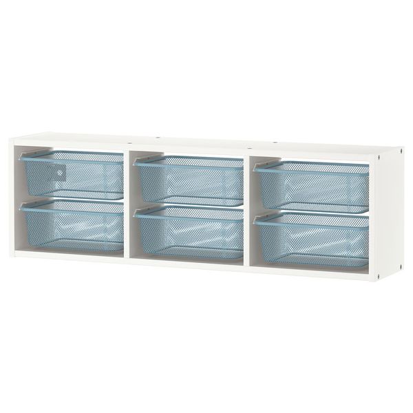 TROFAST Настенный модуль для хранения - белый/серо-синий 99x21x30 см - фото 1