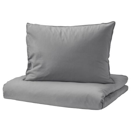 Пододеяльник и наволочка, серый, 150x200, 50x60 см IKEA ÄNGSLILJA ЭНГСЛИЛЬЯ 303.186.67