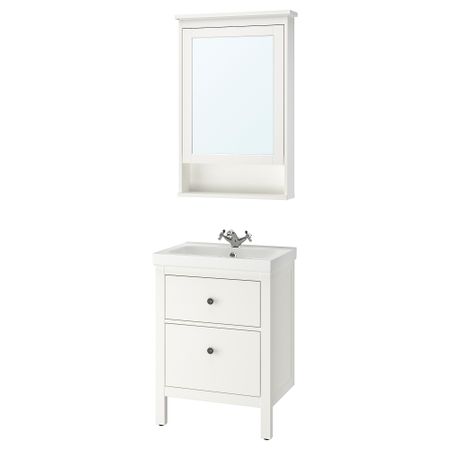 Комплект мебели для ванной, 4 предмета, 63 см, белый, РУНШЕР смеситель IKEA ODENSVIK ОДЕНСВИК, HEMNES ХЕМНЭС 193.160.33