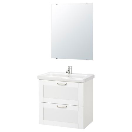 Комплект мебели для ванной, 6 предм., Йельсен белый/ПИЛКОН смеситель 64x43x65 см IKEA FISKÅN ФИСКОН / TVÄLLEN ТВЭЛЛЕН 694.360.66