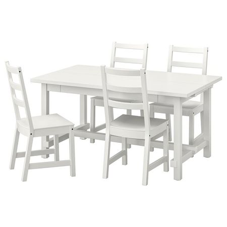 NORDVIKEN / NORDVIKEN Стол и 4 стула - белый/белый 152/223x95 см