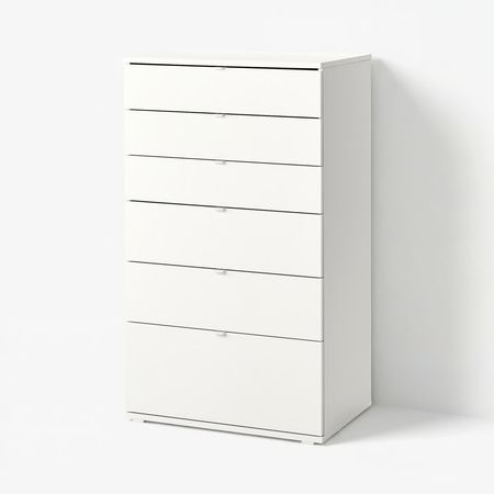 VIHALS Комод с 6 ящиками - белый/функция блокировки/разблокировки 70x47x120 см