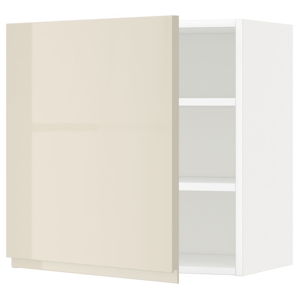 Навесной шкаф с полками, белый, Voxtorp глянцевый светло-бежевый, 60x60 см IKEA METOD МЕТОД 994.596.88 - фото 1