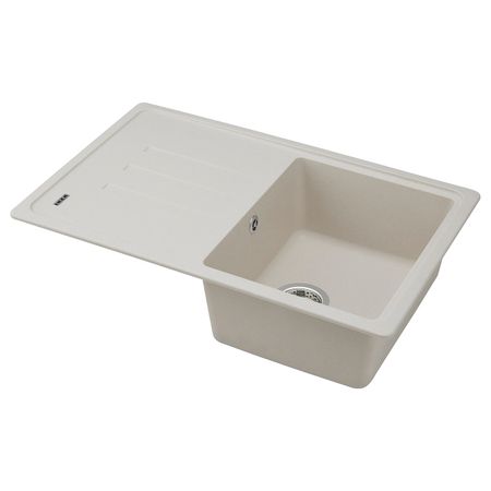 Одинарная врезная мойка с крылом, бежевый/кварцевый композит 78x50 см IKEA ESKELEN ЭСКЕЛЕН 992.857.54