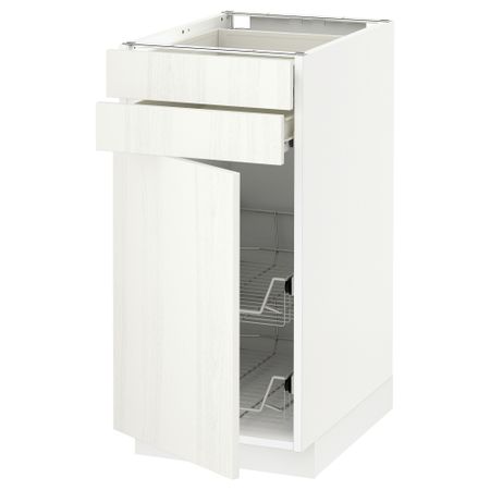 Напольный шкаф, дверца, 2 ящика, проволочных корзин МЕТОД / ФОРВАРА, белый, Росдаль белый