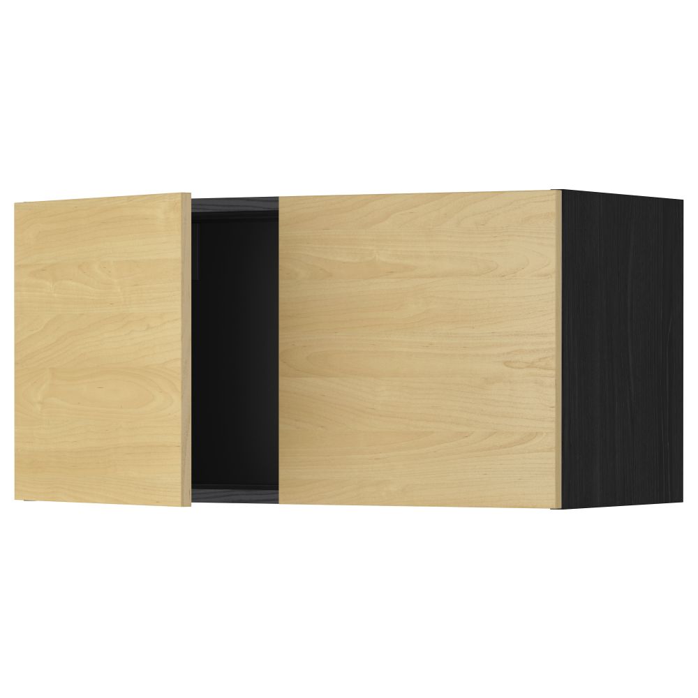 Навесной шкаф с 2 дверями МЕТОД, черный, Тингсрид береза (80x40 см) - схема-чертеж с размерами