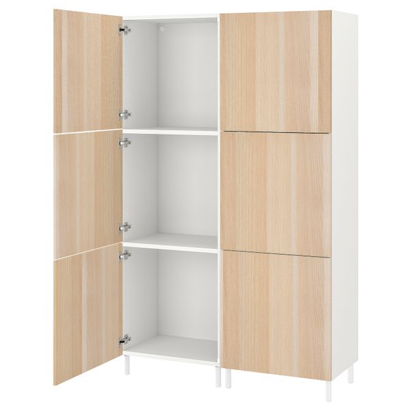 Гардероб с 6 дверями, белый/Скрова под беленый дуб 120x42x191 см IKEA OPPHUS ОПХУС 794.881.06 - фото 1