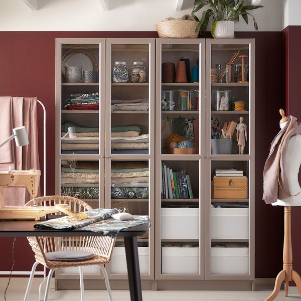 Шкаф книжный со стеклянными дверьми, 80x30x202 cm IKEA BILLY БИЛЛИ 004.156.03 - фото 6