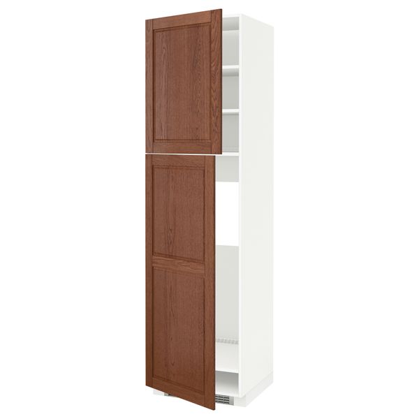 Высокий шкаф для холодильника, 2 дверцы МЕТОД, белый, Филипстад коричневый - схема-чертеж с размерами