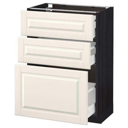 Напольный шкаф с 3 ящиками МЕТОД / МАКСИМЕРА, черный, Будбин белый с оттенком