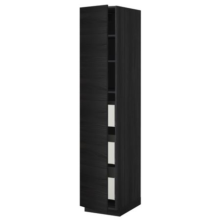Высокий шкаф с ящиками, черный, Тингсрид черный 40x60x200 см IKEA МЕТОД / МАКСИМЕРА 293.622.89