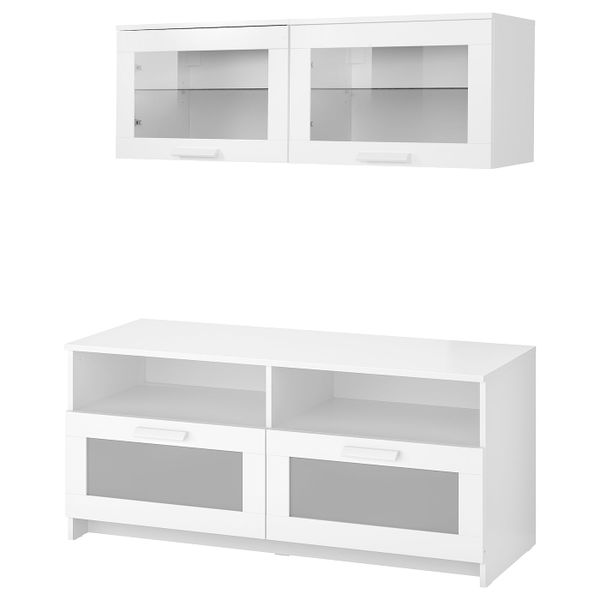 Шкаф для ТВ, комбинация, белый 120x41x190 см IKEA BRIMNES БРИМНЭС 493.968.39 - фото 1