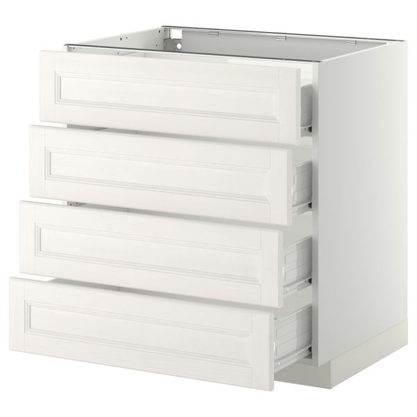 Напольный шкаф 4 фронтальных панели, 4 ящика МЕТОД / ФОРВАРА, белый, Лаксарби белый - схема-чертеж с размерами