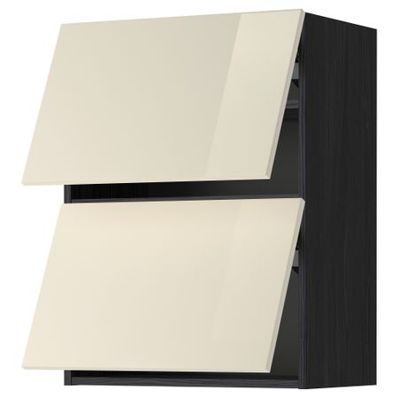 Навесной шкаф, 2 дверцы, горизонтальный МЕТОД, черный, Рингульт кремовый