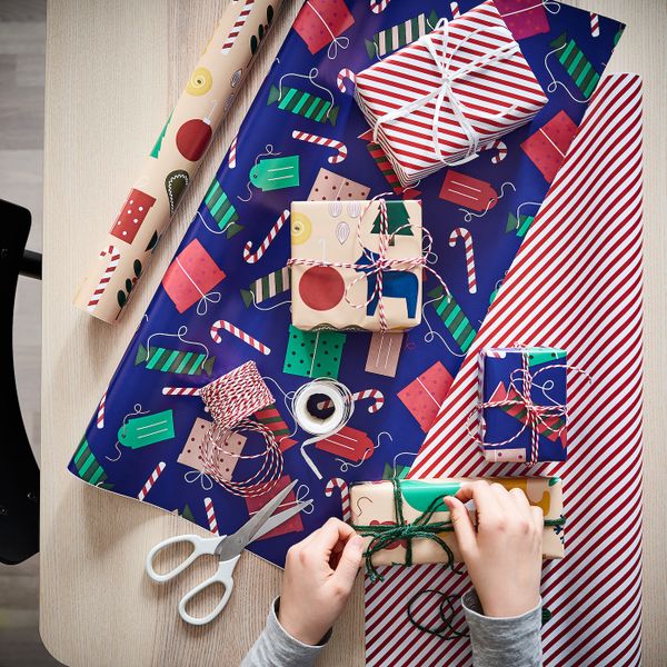 Рулон оберточной бумаги, Рождественские узоры разноцветный 3x0.7 м/2.10 м²x3 штуки IKEA VINTER 2021 ВИНТЕР 2021 504.993.89 - схема-чертеж с размерами