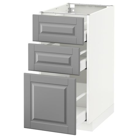 Напольный шкаф с 3 ящиками, белый/Будбин серый 40x60 см IKEA METOD МЕТОД / MAXIMERA МАКСИМЕРА 592.325.07