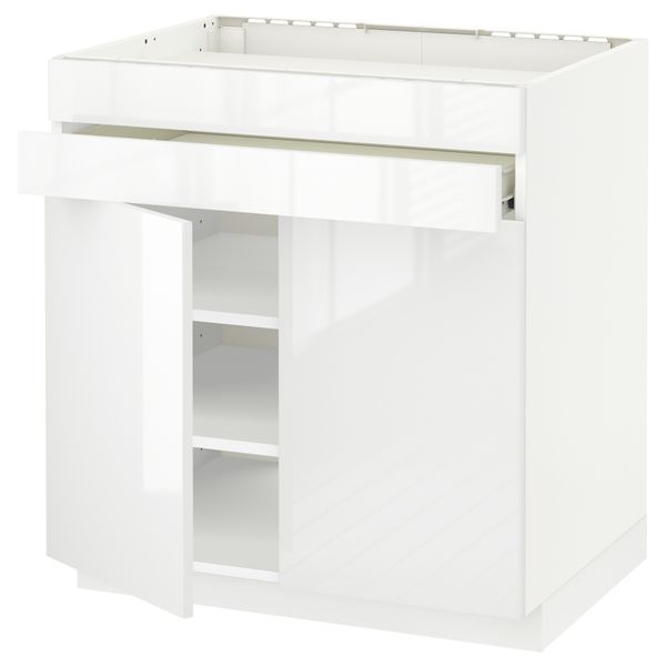 Напольный шкаф для варочной панели, 2 ящика, 2 фасада, 1 ящик МЕТОД / ФОРВАРА, белый, Рингульт белый (80x60 см) - схема-чертеж с размерами