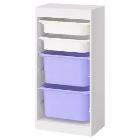TROFAST Комбинация д/хранения+контейнеры - белый белый/сиреневый 46x30x94 см
