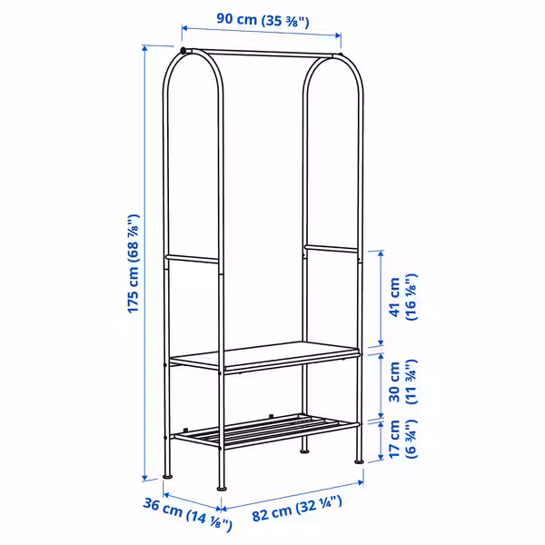 GRÅFJÄLLET ГРЭФЬЕЛЛЕТ Вешалка с секцией для обуви - фото 7