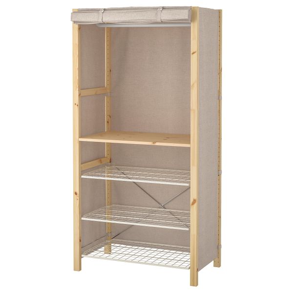 Стеллаж с полками, штангами/чехлом, бежевый 89x50x179 см IKEA IVAR ИВАР 693.029.10 - фото 2