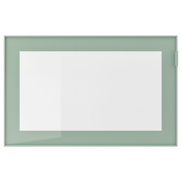 Стеклянная дверь, светлый серо-зеленый, прозрачное стекло, 60x38 см IKEA ГЛАССВИК 403.639.99 - фото 1