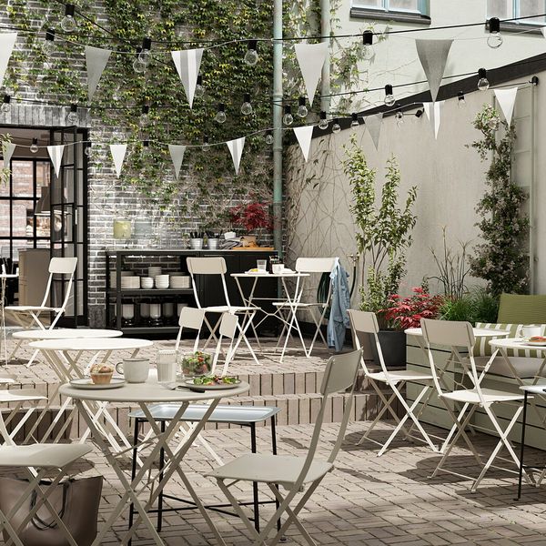 Стол + 2 складных стула,д/сада, бежевый/Куддарна голубой IKEA SALTHOLMEN САЛЬТХОЛЬМЕН 592.862.94 - фото 8