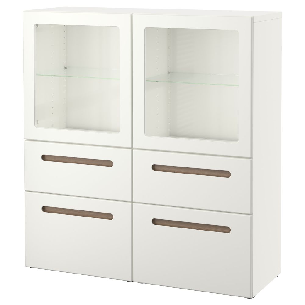 Комбинация для хранения со стеклянными дверцами БЕСТО, Марвикен белый прозрачное стекло (120x40x128 см) - фото 1