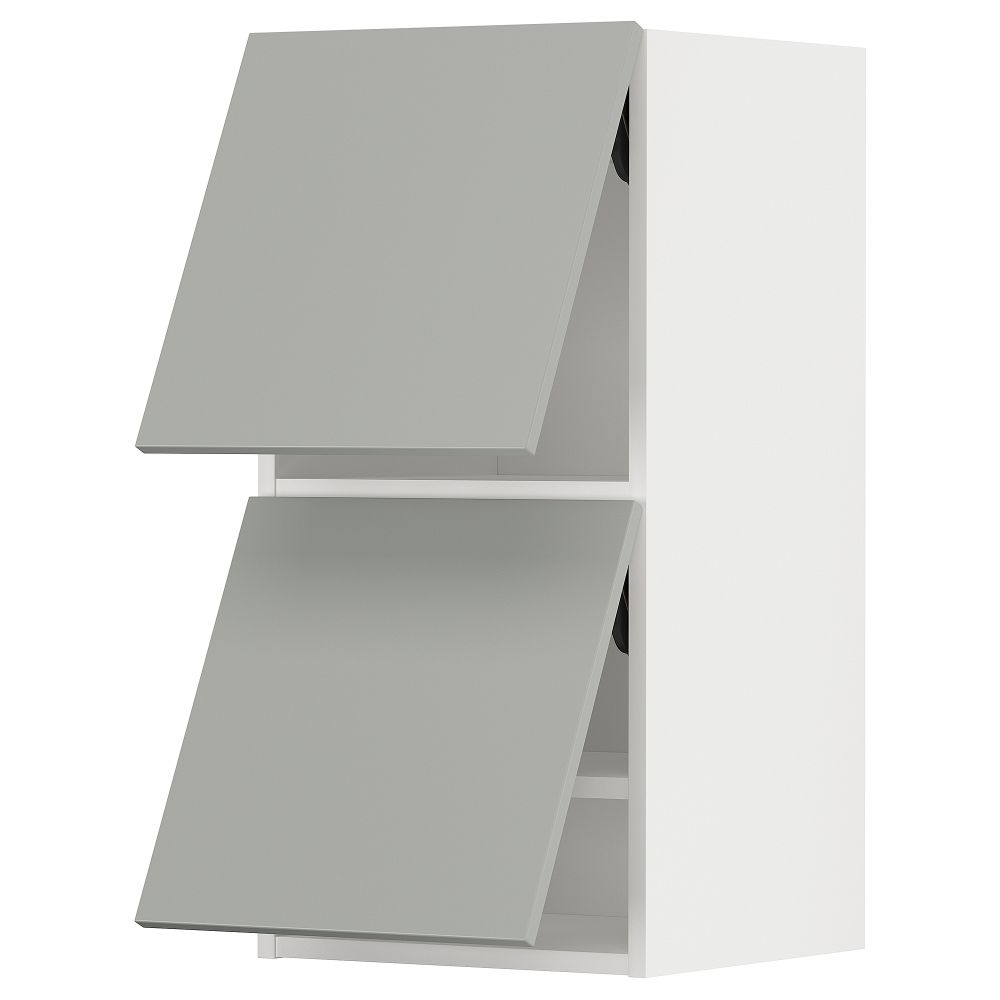 Навесной горизонтальный шкаф, 2 двери, белый, Havstorp светло-серый, 40x80 см IKEA METOD МЕТОД 095.383.79 - фото 1