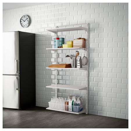 Настенная шина, полка, крючок АЛЬГОТ, белый (88x41x199 см)