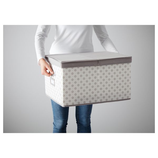 Коробка с крышкой СВИРА, серый, белый цветы - фото 5