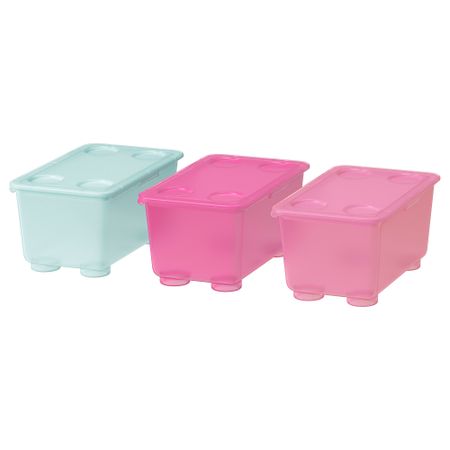 Контейнер с крышкой, розовый, бирюзовый, 17x10 см IKEA GLIS ГЛИС 204.661.49