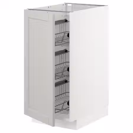 METOD Напольный шкаф/проволочные корзины - белый/Lerhyttan светло-серый 40x60 см