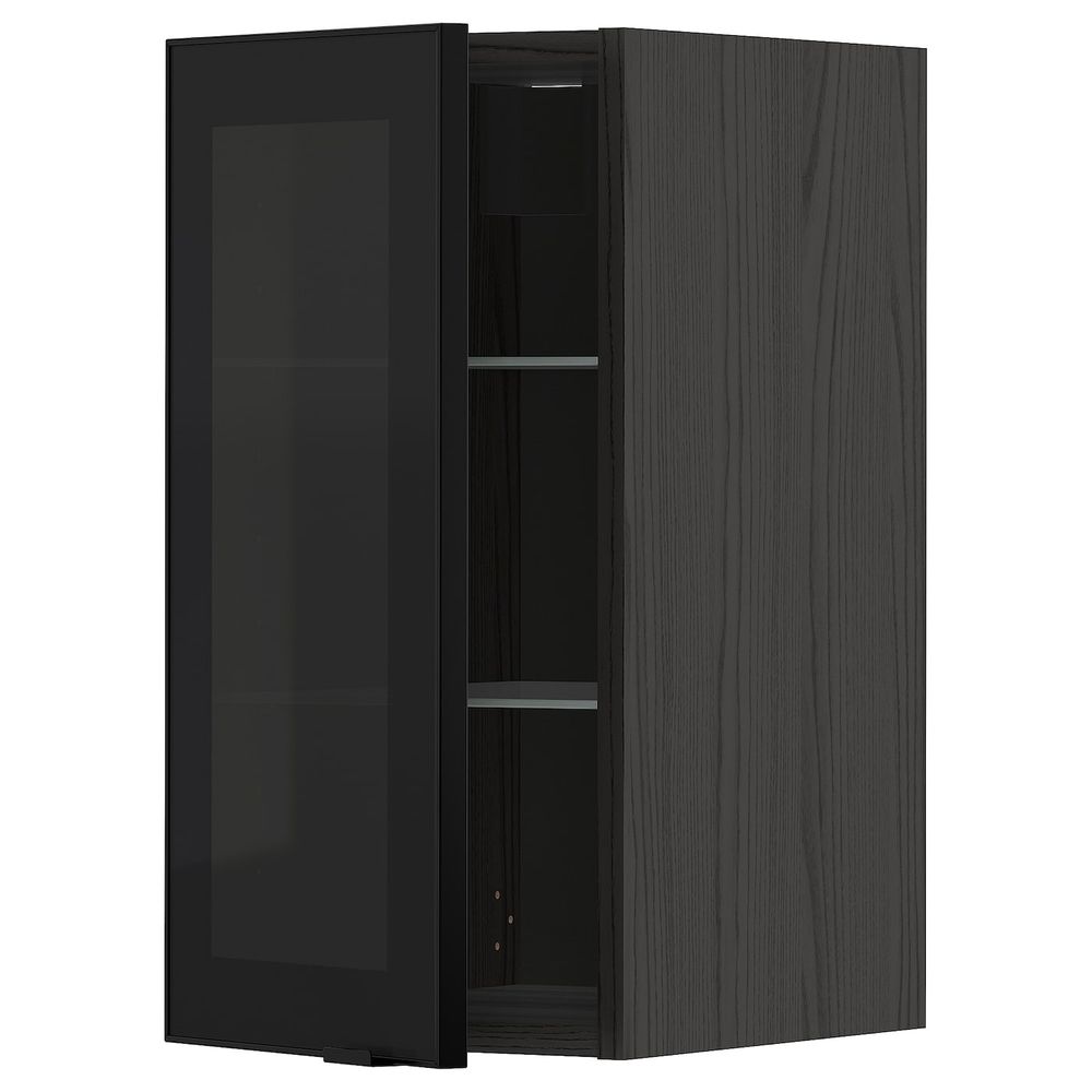 Навесной шкаф с полками, стекляными дв, черный/Ютис дымчатое стекло 30x60 см IKEA МЕТОД 793.042.92 - схема-чертеж с размерами