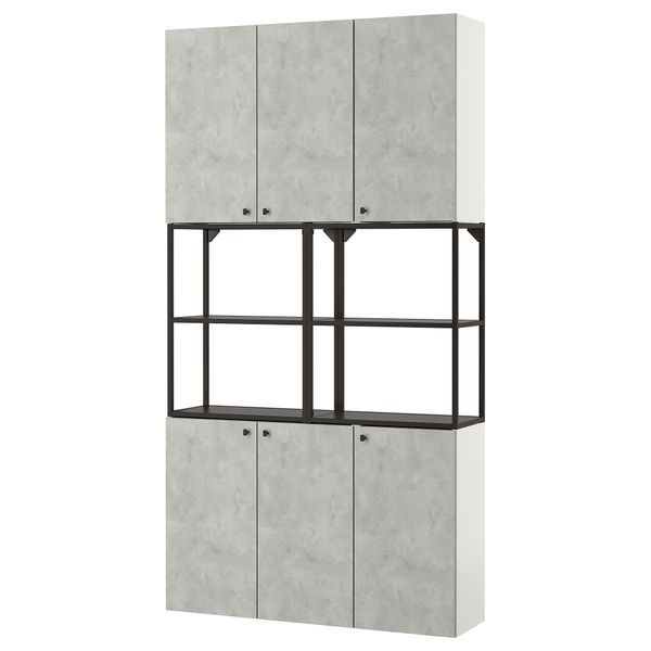 Комбинация для хранения, 120x32x225 см, антрацит, под бетон IKEA BEGIVENHET БЕГИВЕНХЕТ 393.314.24 - фото 2