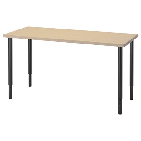 Письменный стол, береза, черный, 140x60 см IKEA MÅLSKYTT МОЛСКЮТТ, OLOV ОЛОВ 994.177.59