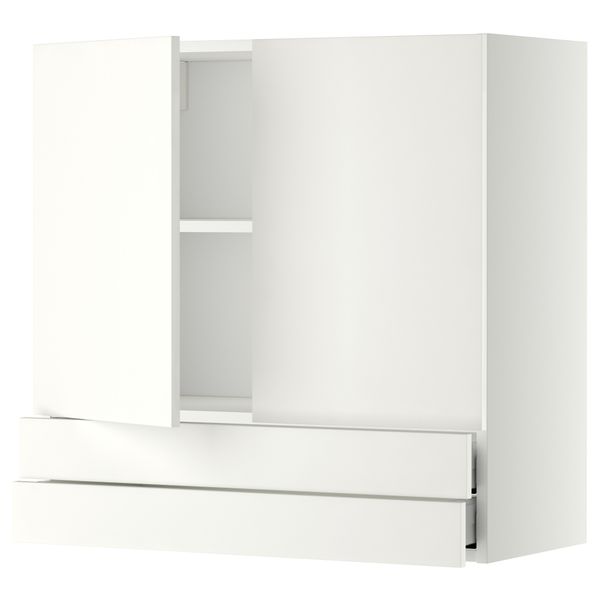 Навесной шкаф, 2 дверцы, 2 ящика МЕТОД / МАКСИМЕРА, белый, Хэггеби белый - фото 1
