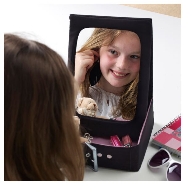 Настольное зеркало БЕТРАКТА, черный, розовый (28x21 см) - схема-чертеж с размерами