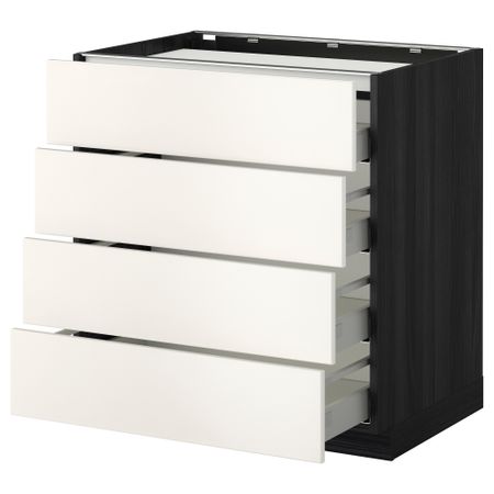 Напольный шкаф, 4 фронтальных панели, 4 ящика МЕТОД / МАКСИМЕРА, черный, Веддинге белый