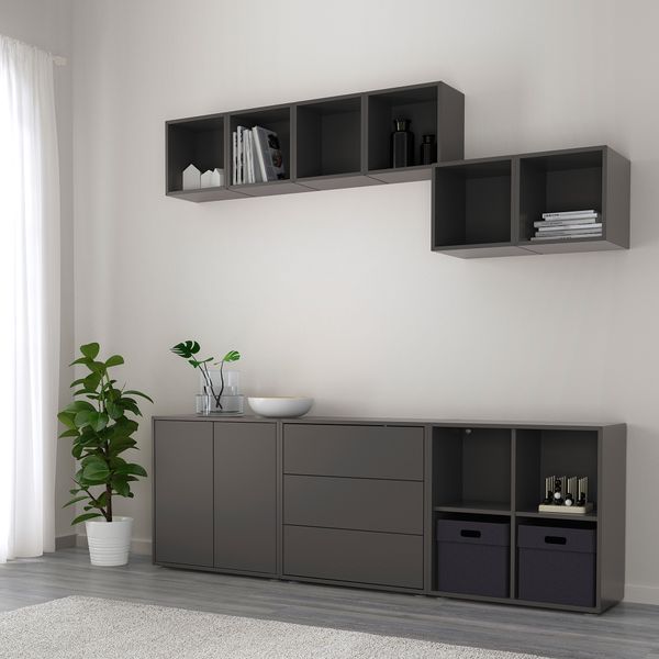 Комбинация шкафов с ножками, 210x35x180 см, темно-серый IKEA EKET ЭКЕТ 391.910.27 - фото 3