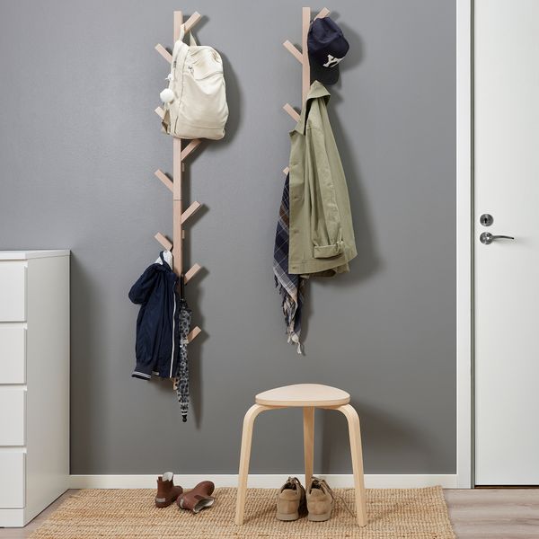 Вертикальная вешалка с крючками, 78 см, береза IKEA TJUSIG ЧУСИГ 105.400.98 - схема-чертеж с размерами