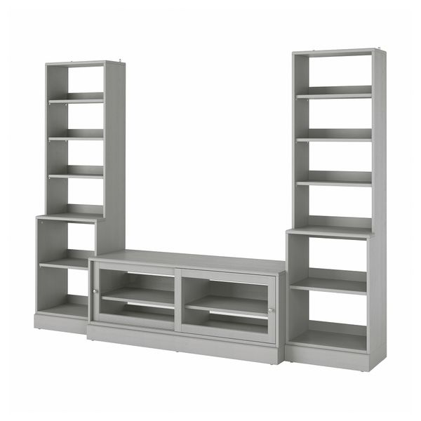 Шкаф для ТВ, комбинация, 282x47x212 см, серый IKEA HAVSTA ХАВСТА 093.861.87 - фото 2