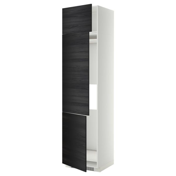 Высокий шкаф для холодильника или морозильника, с 3 дверями, белый, Тингсрид черный 60x60x240 см IKEA МЕТОД 992.331.09 - схема-чертеж с размерами