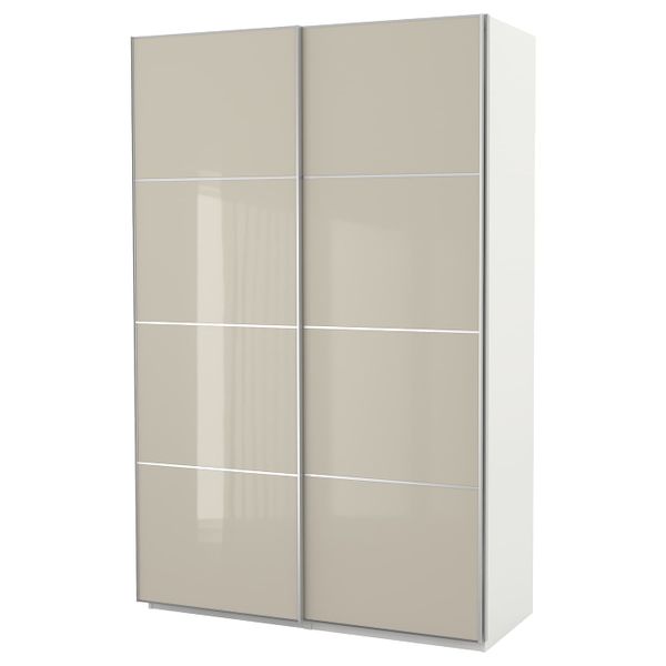 Гардероб, белый Хокксунд, глянцевый светло-бежевый, 150x66x236 см IKEA ПАКС 092.648.45 - фото 2