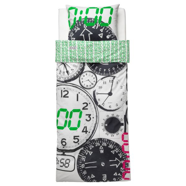 Пододеяльник и 1 наволочка ТИТТАПО, белый, черный (150x200/50x70 см) - фото 2