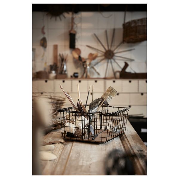 Проволочные корзина с ручкой, черный 36x27x15 см IKEA PLEJA ПЛЕЙА 103.643.06 - схема-чертеж с размерами