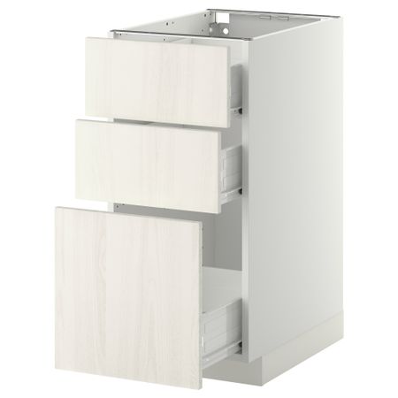Напольный шкаф с 3 ящиками МЕТОД / ФОРВАРА, белый, Росдаль белый