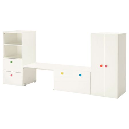 Комбинация для хранения со скамьей СТУВА / ФОЛЬЯ, белый (300x50x128 см)