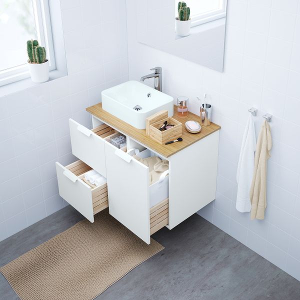 Шкаф с раковиной 45x32 см, белый/бамбук БРОГРУНД смеситель 82x49x72 см IKEA ГОДМОРГОН/ТОЛКЕН / ХОРВИК 893.255.95 - фото 2