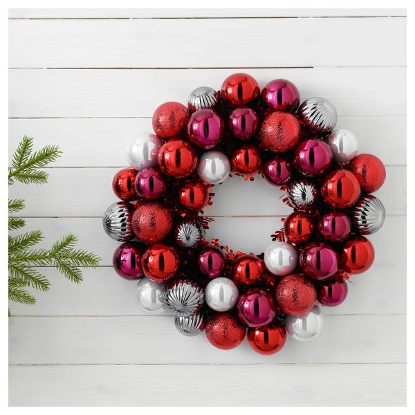 Украшение, венок ВИНТЕР 2016, красный, серебристый (40 см) - фото 2