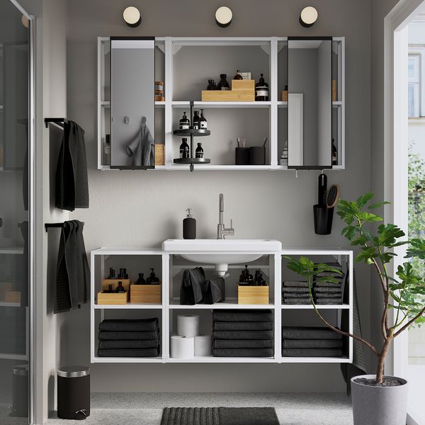 Комплект мебели для ванной,17 предмета, 140x43x65 cm IKEA TVÄLLEN ЛЕН ТВЭЛЛЕН, BEGIVENHET БЕГИВЕНХЕТ 894.403.45 - фото 3